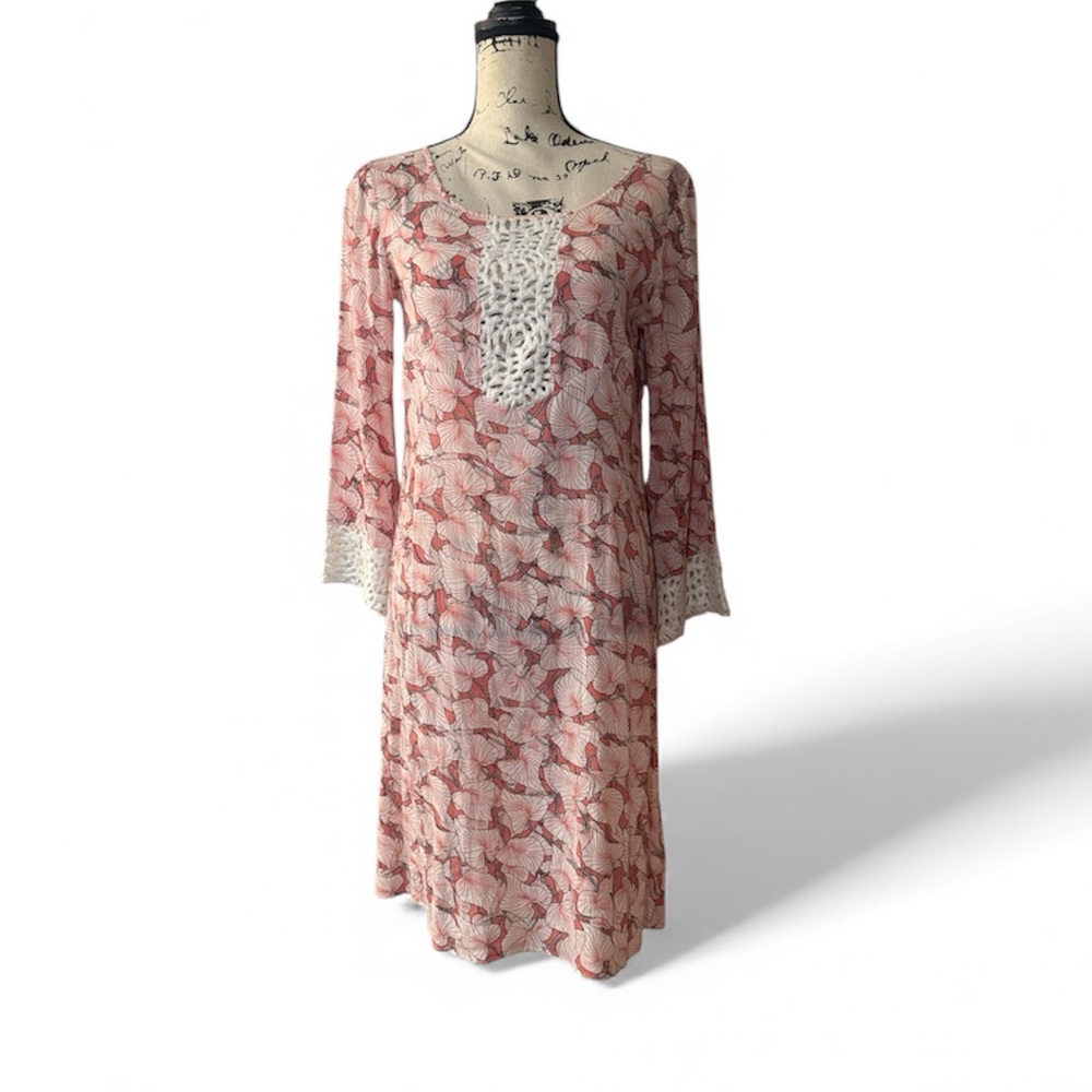 Vintage allegra hicks Elegant Red Floral Dress with Lace Details Size 4